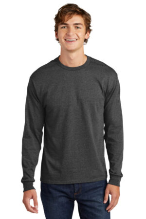 CHARCOAL HEATHER 5286 hanes essential-t 100% cotton long sleeve t-shirt