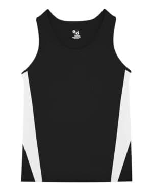 BLACK/ WHITE Alleson athletic 8667 stride singlet