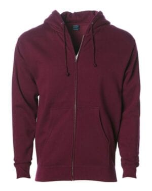 MAROON Independent trading co IND4000Z heavyweight full-zip hooded sweatshirt