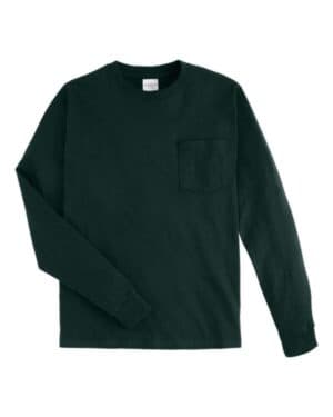 DEEP FOREST Hanes 5596 authentic long sleeve pocket t-shirt