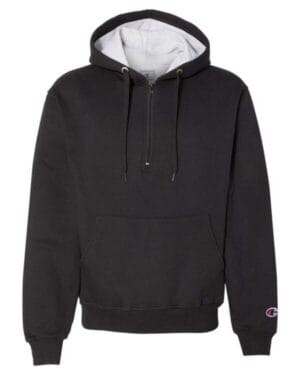 BLACK Champion S185 cotton max hooded quarter-zip sweatshirt