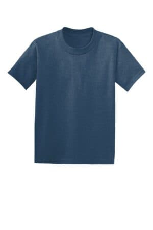 HEATHER BLUE 5370 hanes-youth ecosmart 50/50 cotton/poly t-shirt
