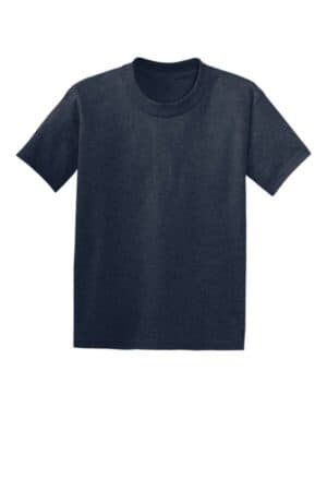 HEATHER NAVY 5370 hanes-youth ecosmart 50/50 cotton/poly t-shirt