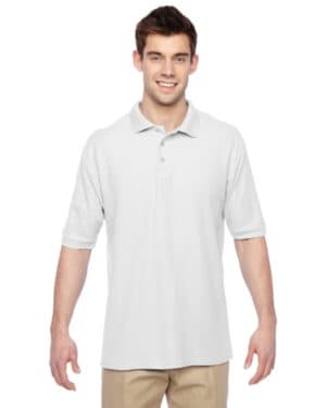 WHITE Jerzees 537MSR adult easy care polo