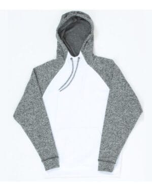 WHITE/ CHARCOAL FLECK J america 8612 colorblocked cosmic fleece hooded sweatshirt