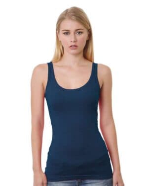 HEATHER NAVY Bayside 3410 women's usa-made tank top
