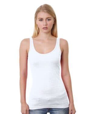 WHITE Bayside 3410 women's usa-made tank top