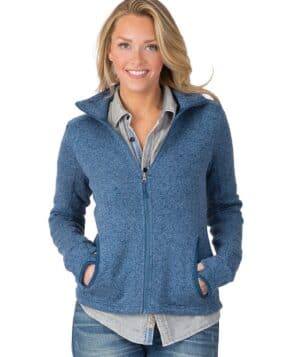 BLUE HEATHER Charles river 5493CR women's heathered fleece jacket