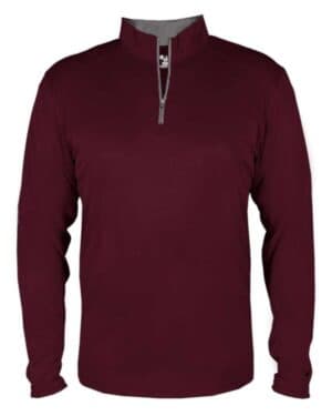 MAROON/ GRAPHITE Badger 2102 youth b-core quarter-zip pullover