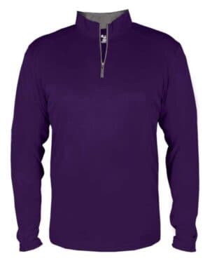PURPLE/ GRAPHITE Badger 2102 youth b-core quarter-zip pullover