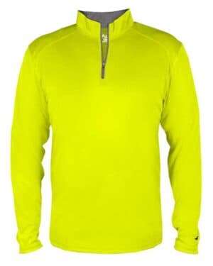 SAFETY YELLOW GREEN/ GRAPHITE Badger 2102 youth b-core quarter-zip pullover
