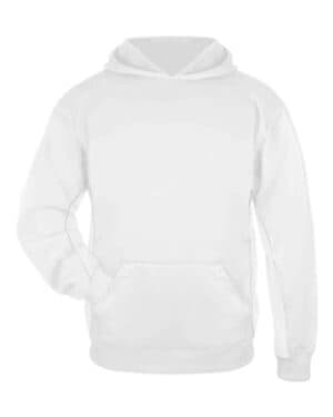 WHITE Badger 2454 youth performance fleece hooded sweatshirt