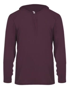 MAROON Badger 4105 b-core hooded long sleeve t-shirt