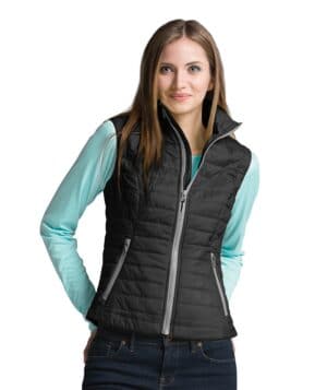 BLACK/GREY Charles river 5535CR women's radius quilted vest
