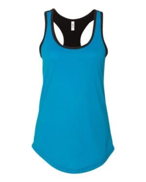 TURQUOISE/ BLACK Next level 1534 womens ideal colorblocked racerback tank