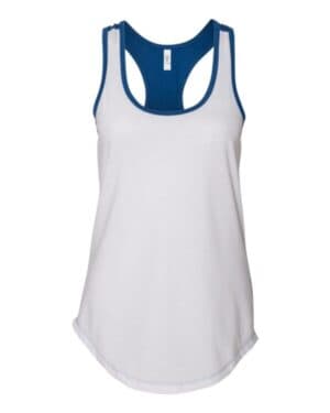 WHITE/ ROYAL Next level 1534 womens ideal colorblocked racerback tank