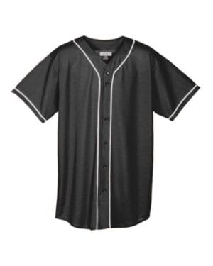 BLACK/ WHITE 593 wicking mesh button front jersey with braid trim