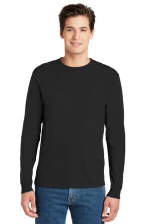 BLACK 5586 hanes-authentic 100% cotton long sleeve t-shirt