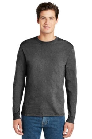 CHARCOAL HEATHER 5586 hanes-authentic 100% cotton long sleeve t-shirt