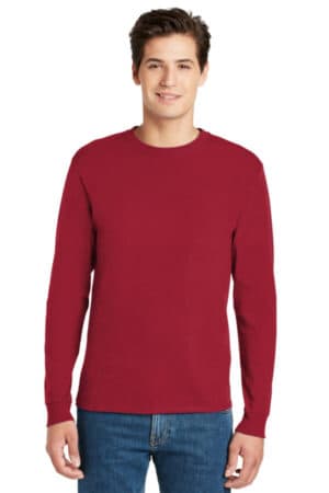 DEEP RED 5586 hanes-authentic 100% cotton long sleeve t-shirt
