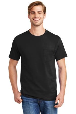 BLACK 5590 hanes-authentic 100% cotton t-shirt with pocket