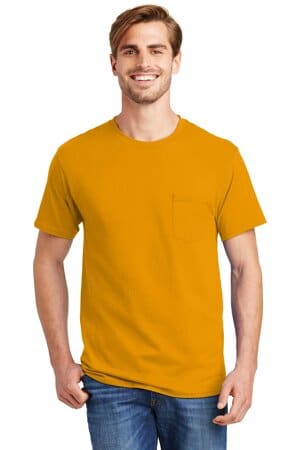 GOLD 5590 hanes-authentic 100% cotton t-shirt with pocket