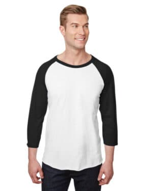 WHITE/ BLACK INK Jerzees 560RR unisex three-quarter sleeve raglan t-shirt