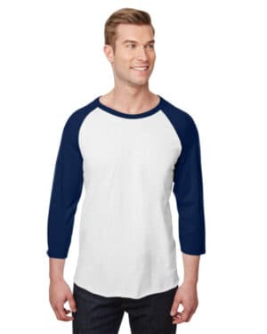 WHITE/ J NAVY Jerzees 560RR unisex three-quarter sleeve raglan t-shirt