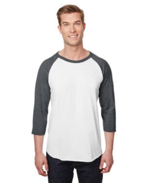 WHITE/ CHAR HTHR Jerzees 560RR unisex three-quarter sleeve raglan t-shirt