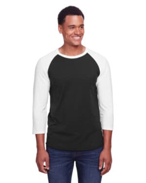 BLACK INK/ WHITE Jerzees 560RR unisex three-quarter sleeve raglan t-shirt