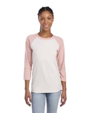 SW CRM HT/ BL PK Jerzees 560RR unisex three-quarter sleeve raglan t-shirt