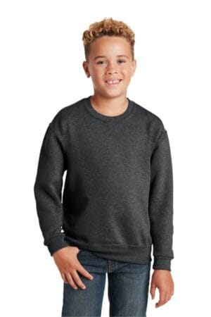 BLACK HEATHER 562B jerzees-youth nublend crewneck sweatshirt