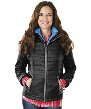 BLACK/GREY Charles river 5640CR women's lithium quilted jacket