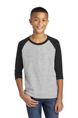 SPORT GREY/ BLACK 5700B gildan heavy cotton youth 3/4-sleeve raglan t-shirt