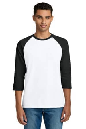WHITE/ BLACK 5700 gildan heavy cotton 3/4-sleeve raglan t-shirt