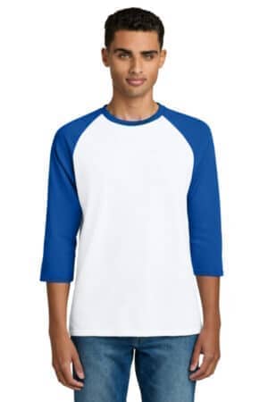 WHITE/ ROYAL 5700 gildan heavy cotton 3/4-sleeve raglan t-shirt