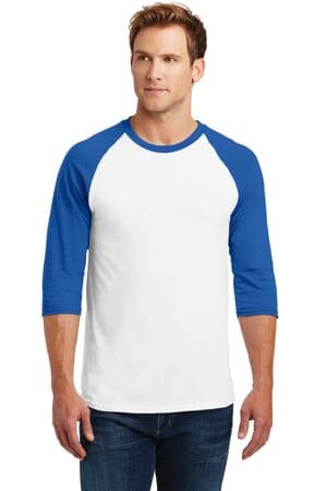 WHITE/ ROYAL 5700 gildan heavy cotton 3/4-sleeve raglan t-shirt