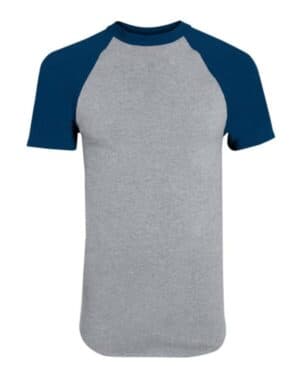 ATHLETIC HEATHER/ NAVY Augusta sportswear 424 youth short sleeve baseball jersey