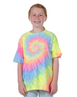 DAYGLO Dyenomite 20BMS youth multi-color spiral tie-dyed t-shirt