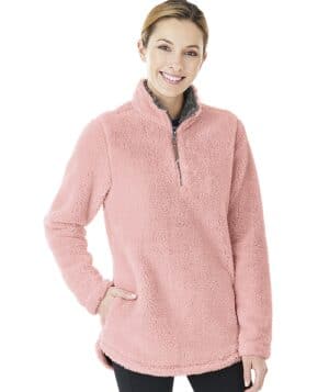 POWDER PINK Charles river 5876CR women's newport fleece pullover