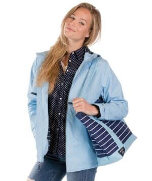 SKY BLUE/STRIPE 5996CR women's new englander rain jacket with printed lining