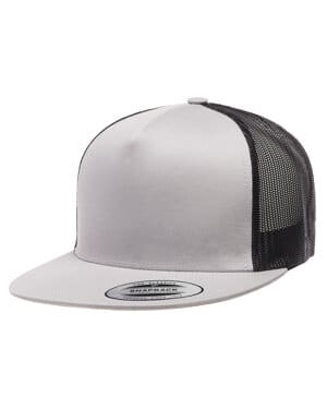 SILVER/ BLACK Yupoong 6006 adult 5-panel classic trucker cap