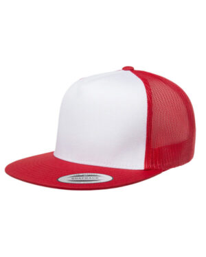 RED/ WHT/ RED 6006W adult classic trucker with white front panel cap