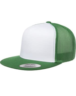 KELLY/ WHT/ KLY 6006W adult classic trucker with white front panel cap