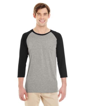 OXFORD/ BLACK Jerzees 601RR adult tri-blend baseball raglan