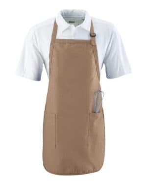 KHAKI Augusta sportswear 4350 full length apron with pockets