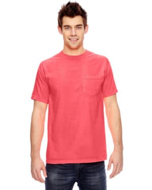 NEON RED ORANGE Comfort colors 6030CC adult heavyweight rs pocket t-shirt