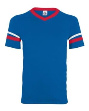 Augusta sportswear 361 youth v-neck jersey with striped sleeves