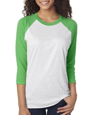 ENVY/ HTHR WHT Next level apparel 6051 unisex triblend three-quarter sleeve raglan