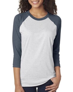 IND/ HTHR WHITE Next level apparel 6051 unisex triblend three-quarter sleeve raglan